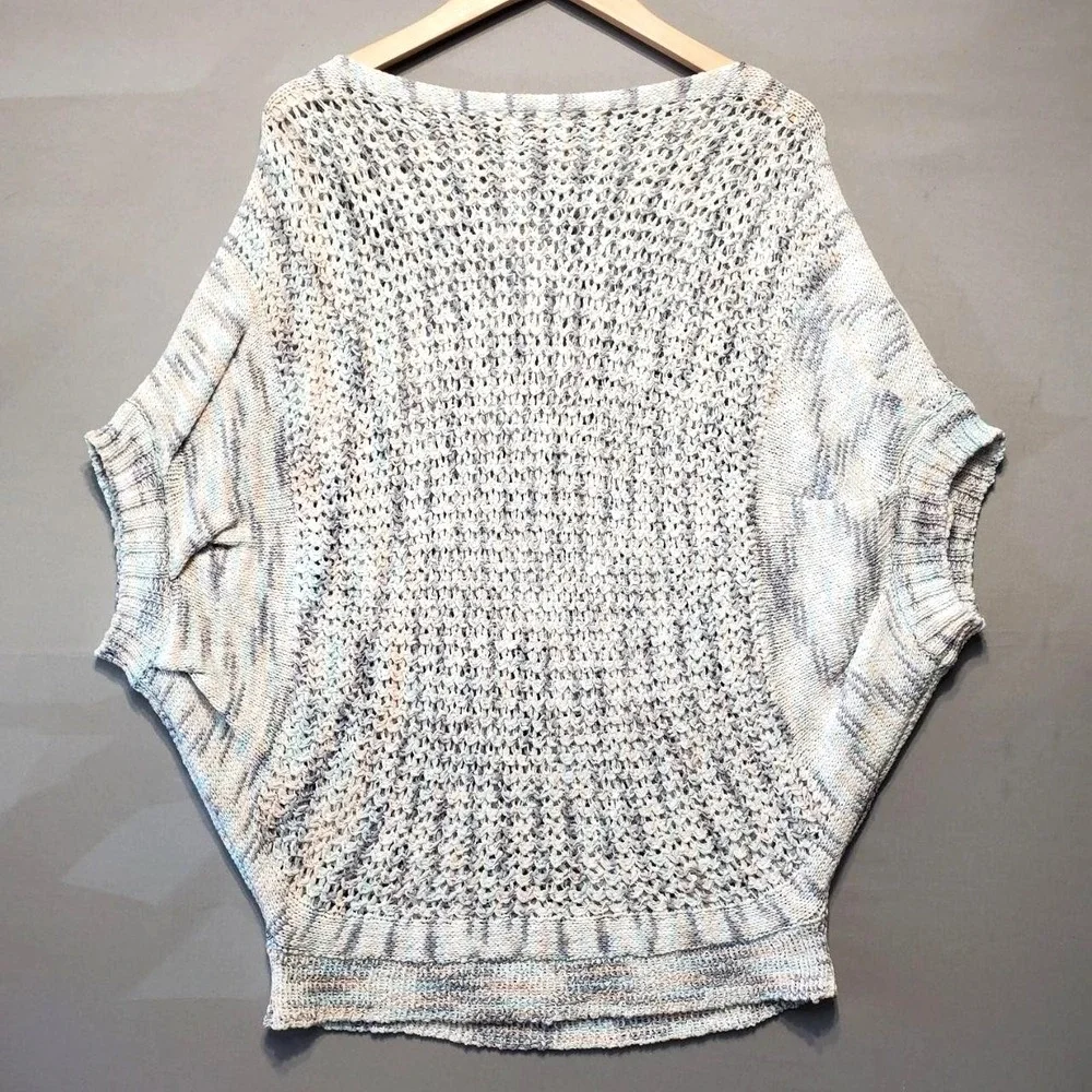 Easel Boho Crochet Open Knit Sweater Womens S Pastel Striped Lightweight Coastal